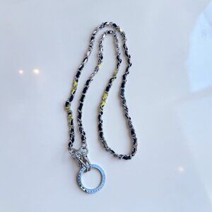 Vera Bradley Replacement Purse Strap Key Ring Yellow/Black Cotton Keychain